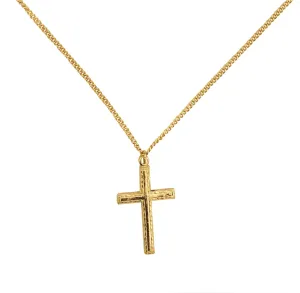 14k Gold-Filled Flat Unisex Cross Pendant Necklace, 18" Chain with 1 1/4" Extender