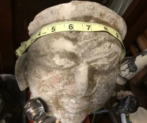 16th Century Indian Carved Stone Head Rock sculpture Rare Spiritual Artifact