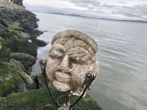 16th Century Indian Carved Stone Head Rock sculpture Rare Spiritual Artifact