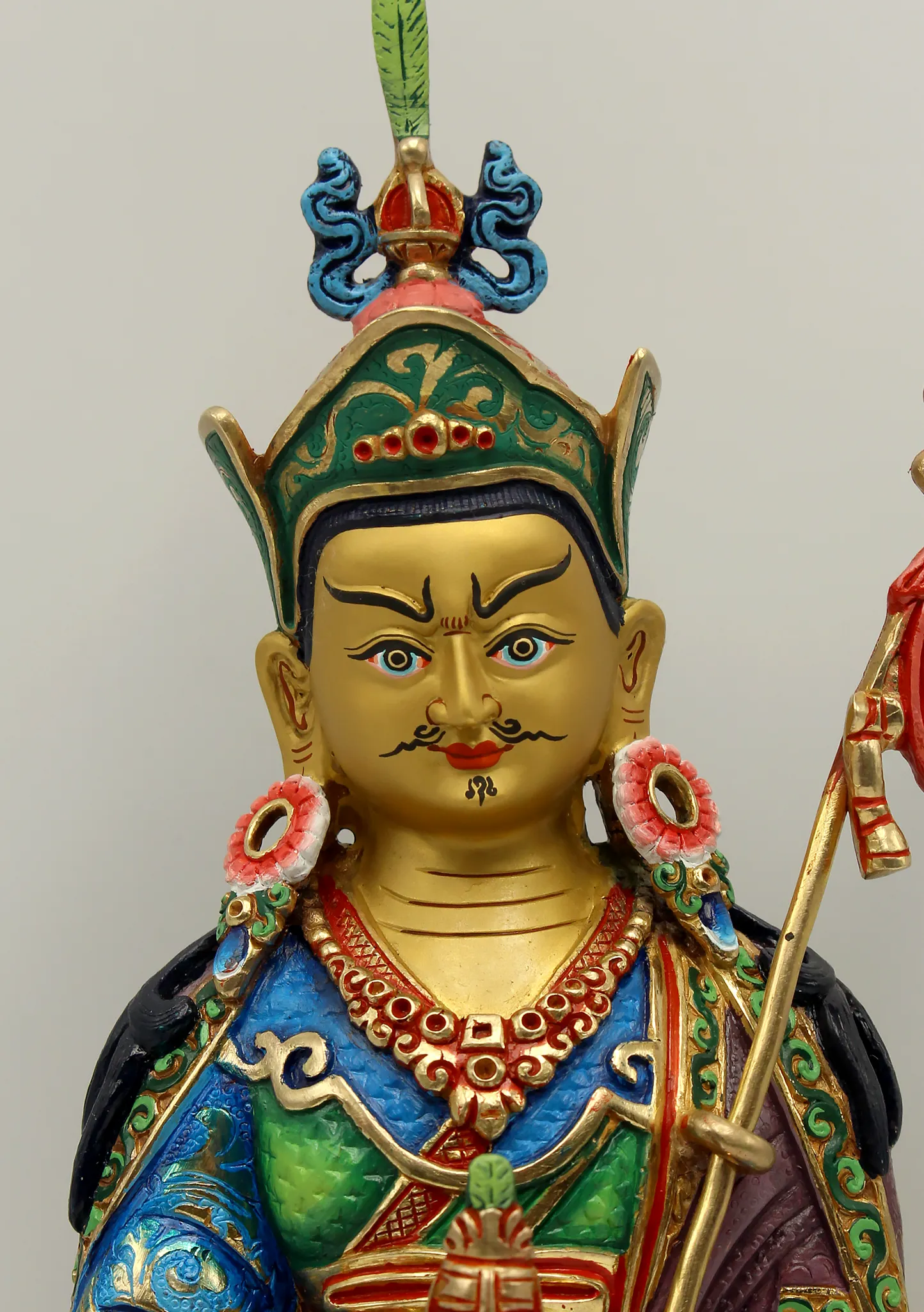 24 K Gold Hand-Painted Guru Padmasambhava RAJUMU NI SAKYA Statue 9"H