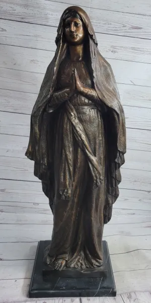 32" Tall Madonna Virgin Mary Religious Catholic Jesus Mother Bronze Sculpture S