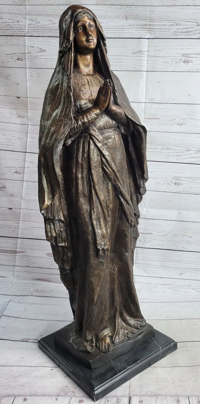 32" Tall Madonna Virgin Mary Religious Catholic Jesus Mother Bronze Sculpture S