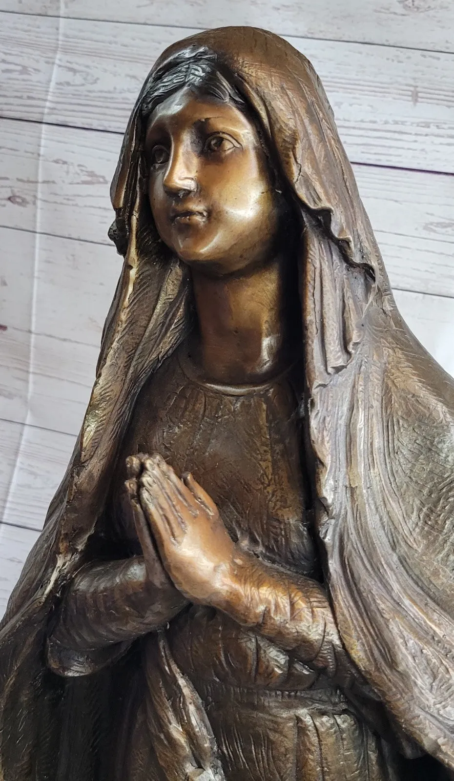 32" Tall Madonna Virgin Mary Religious Catholic Jesus Mother Bronze Sculpture S