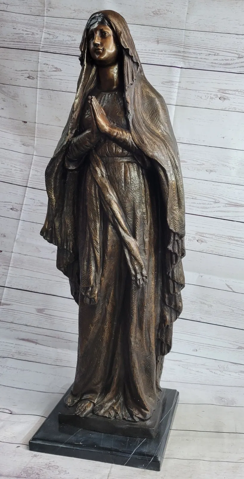 32" Tall Madonna Virgin Mary Religious Catholic Jesus Mother Bronze Sculpture S