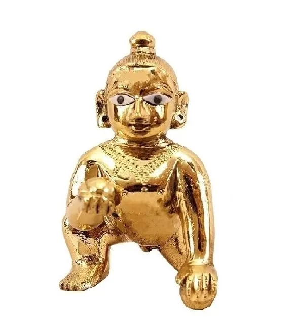 A&S Ventures Laddu Gopal Ji Brass Laddu Gopal Krishna Ji Bal GOPA Lord Laddu Gopal Statue (Gold), for Janmashtami Special Hindu Deity Statue