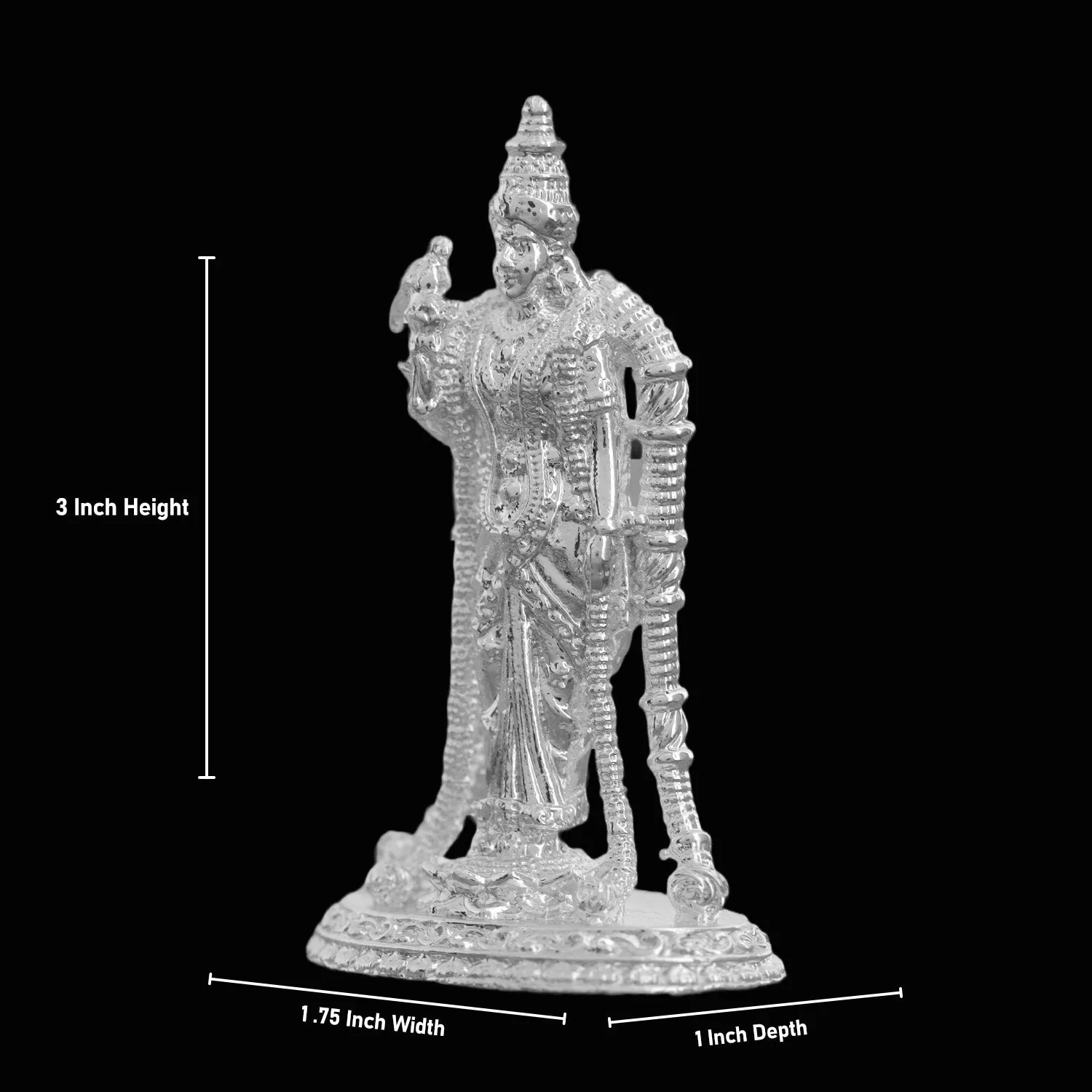 Andal Statue - Silver - 3 Inch | Copper Idol/ Goda Devi Vigraham/ Andal Idol for Pooja