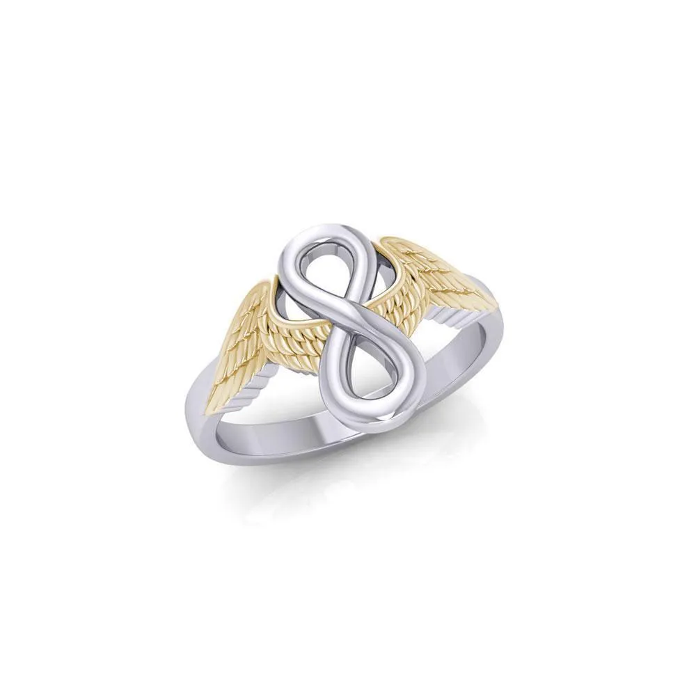 Angel Wings with Infinity Silver and Gold Accent Ring MRI1711