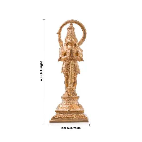 Anjaneya Statue - 6 Inches | Hanuman Standing/ Panchaloha Statue/ Hanuman Murti for Pooja/ 500 Gms Approx