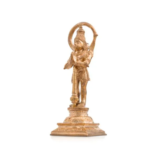 Anjaneya Statue - 6 Inches | Hanuman Standing/ Panchaloha Statue/ Hanuman Murti for Pooja/ 500 Gms Approx