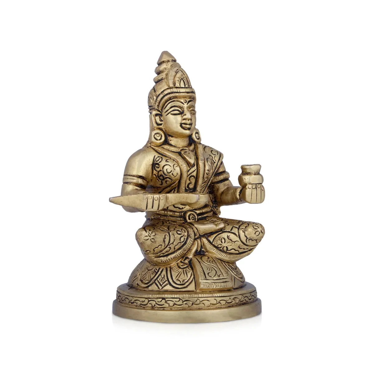 Annapoorani Statue - 6 x 3.5 Inches | Antique Brass Idol/ Annapoorani Idol for Pooja/ 1.420 Kgs Approx