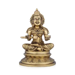 Annapoorani Statue - 8 x 5 Inches | Antique Brass Idol/ Annapoorneshwari Statue for Pooja/ 2.200 Kgs Approx