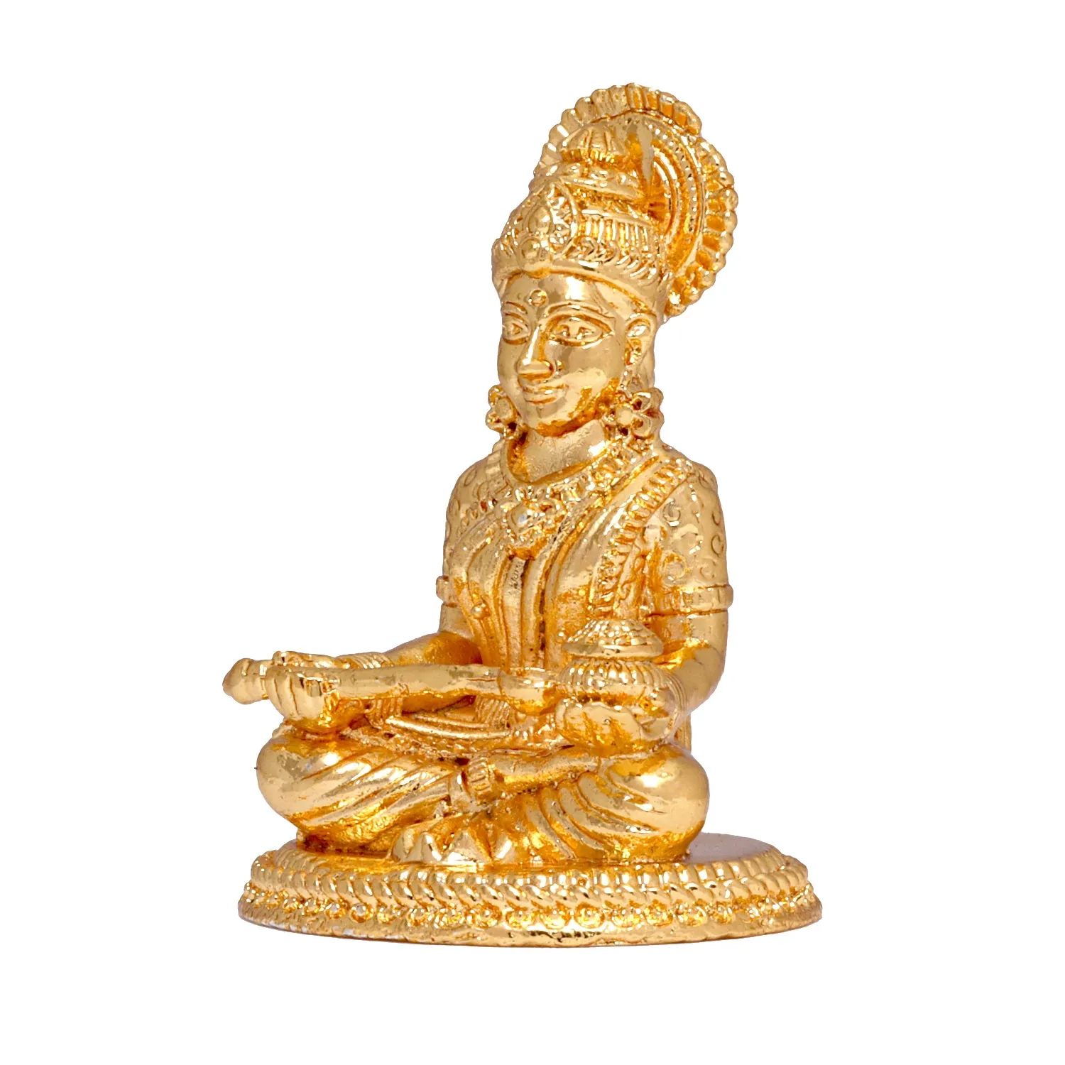 Annapoorani Statue - Gold Polish - 2.5 x 1.5 Inch | Copper Idol/ Annapuran Devi Murti/ Annapurna Murti for Pooja