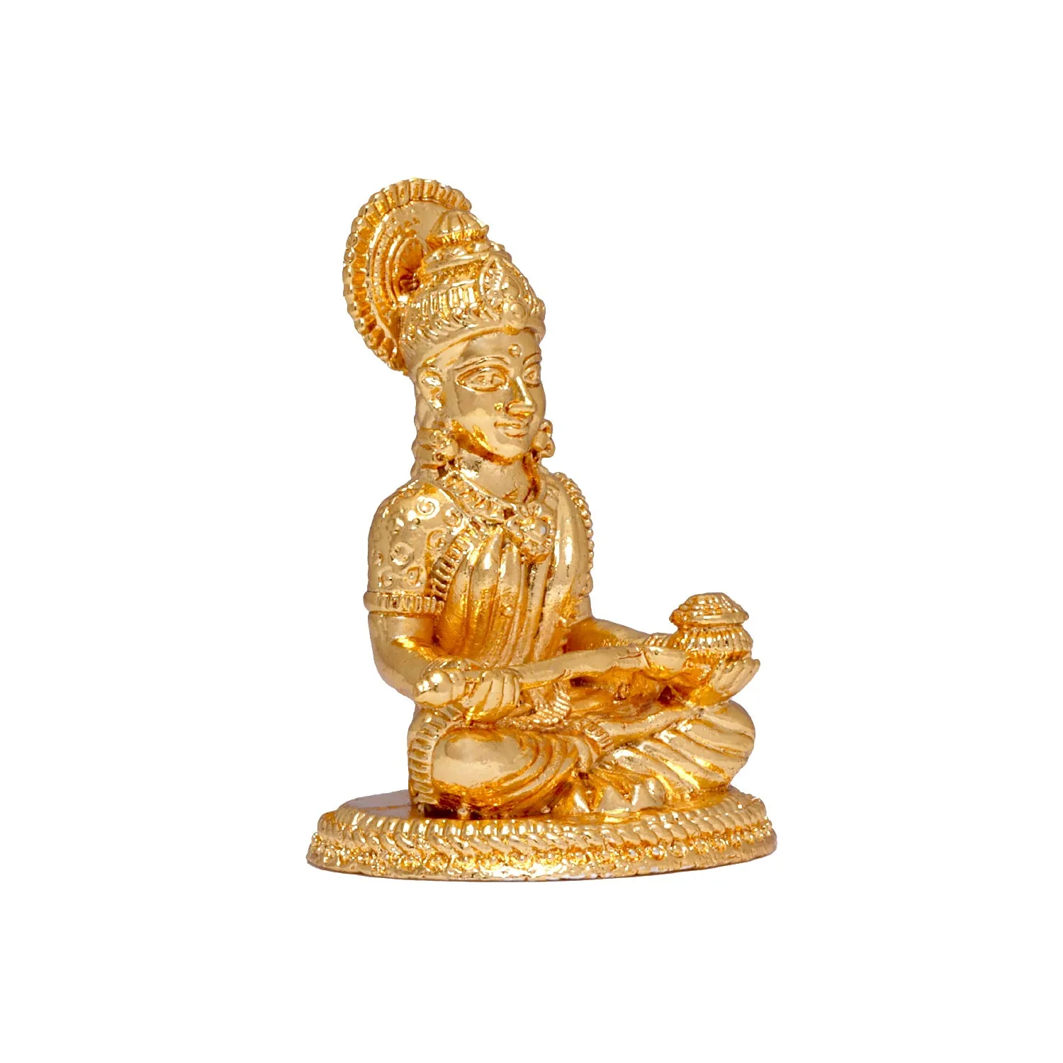 Annapoorani Statue - Gold Polish - 2.5 x 1.5 Inch | Copper Idol/ Annapuran Devi Murti/ Annapurna Murti for Pooja