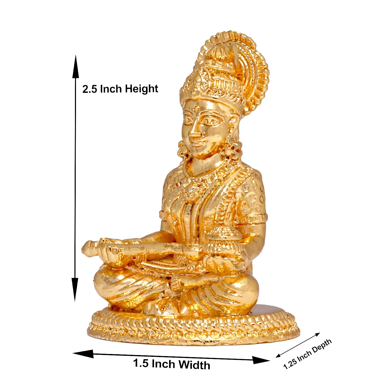 Annapoorani Statue - Gold Polish - 2.5 x 1.5 Inch | Copper Idol/ Annapuran Devi Murti/ Annapurna Murti for Pooja