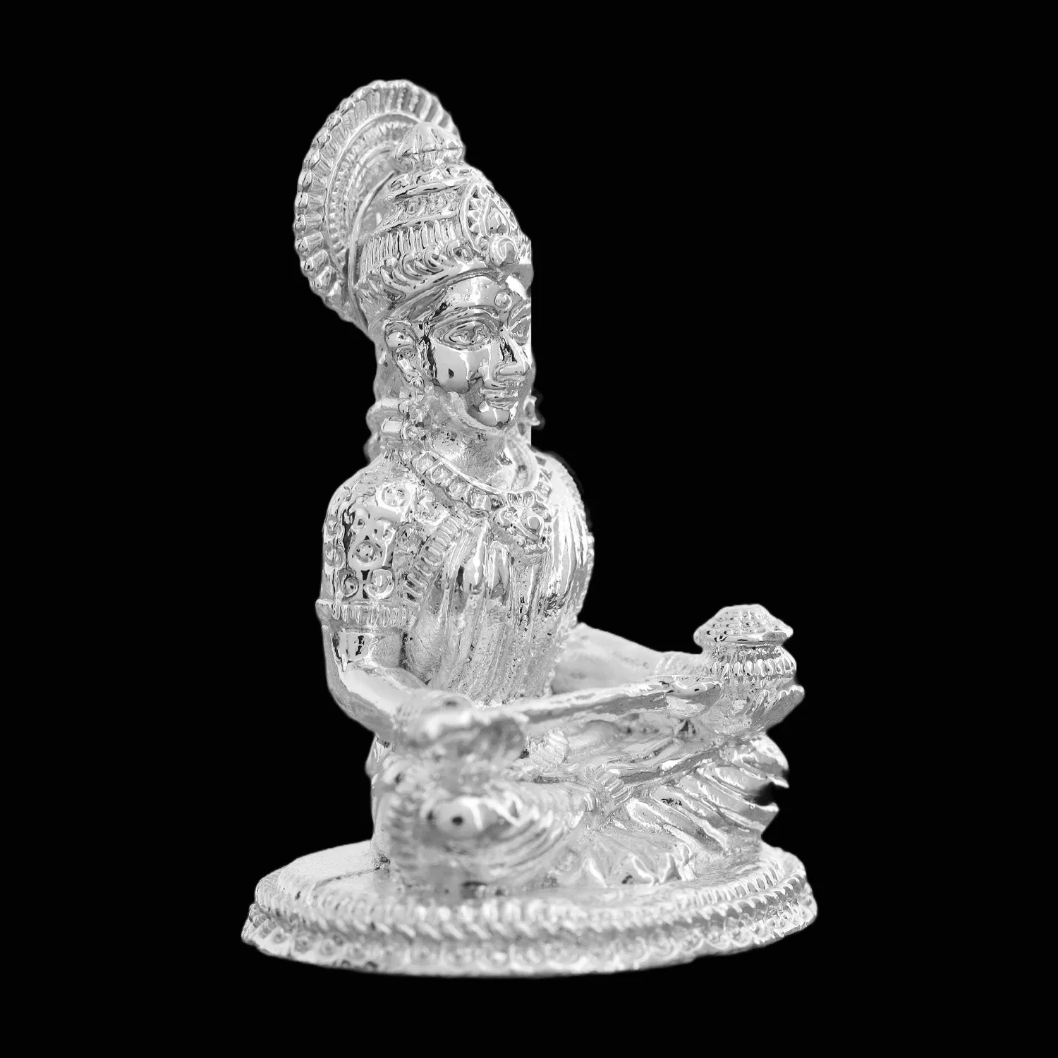 Annapoorani Statue - Silver Polish - 2 x 1.5 Inch | Copper Idol/ Annapuran Devi Murti/ Annapurna Murti for Pooja