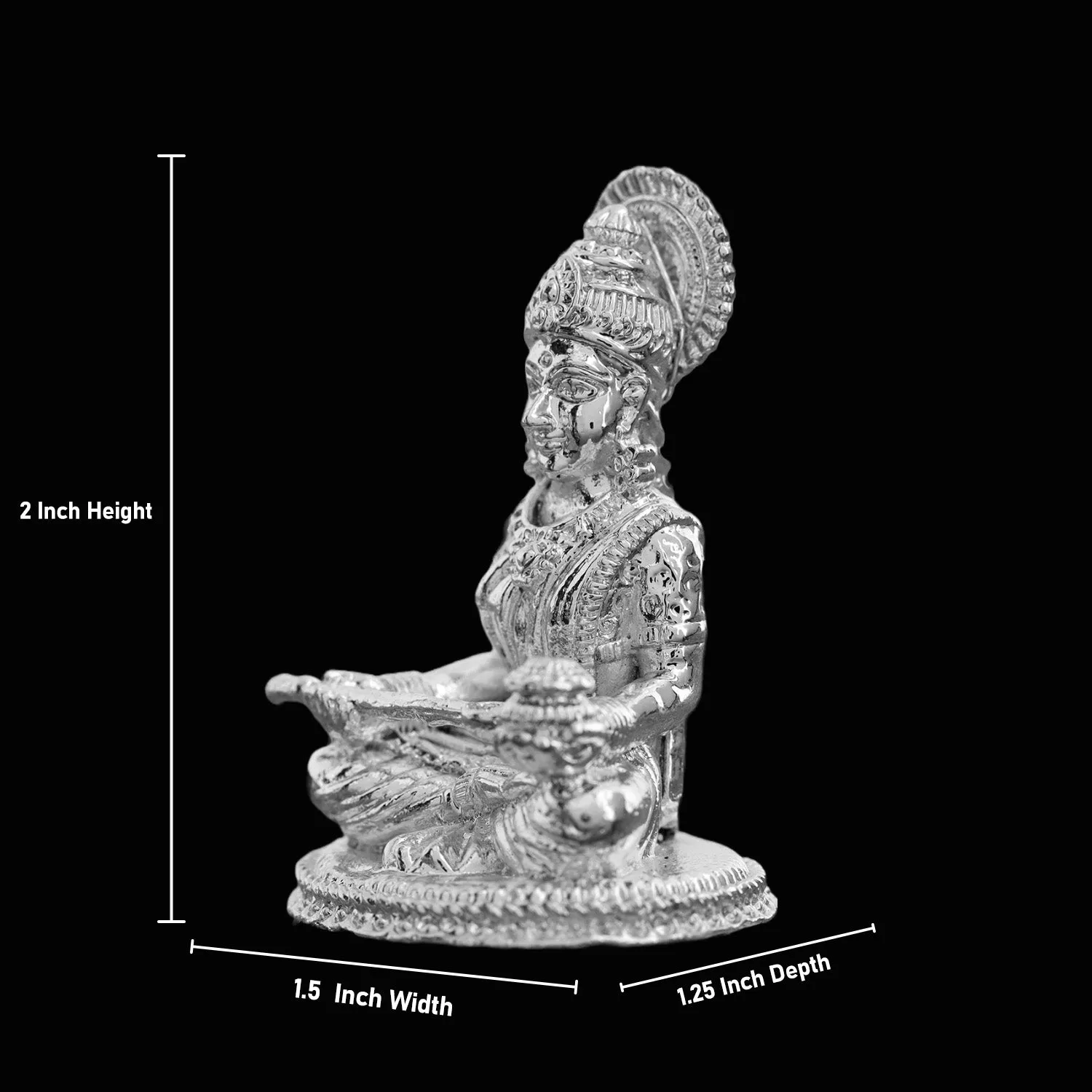 Annapoorani Statue - Silver Polish - 2 x 1.5 Inch | Copper Idol/ Annapuran Devi Murti/ Annapurna Murti for Pooja