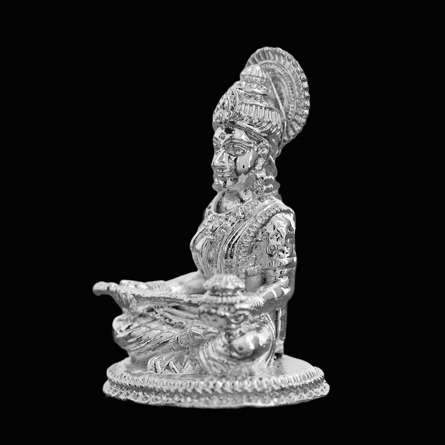 Annapoorani Statue - Silver Polish - 2 x 1.5 Inch | Copper Idol/ Annapuran Devi Murti/ Annapurna Murti for Pooja