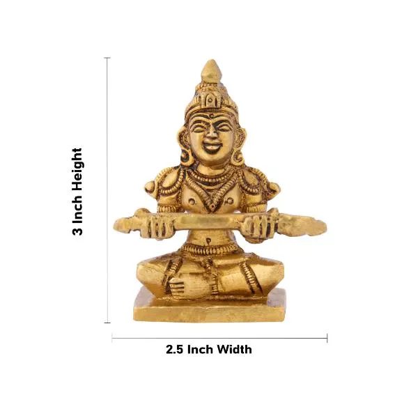 Annapuran Devi Murti - 3 x 2.5 Inches | Brass Idol/ Annapoorani Statue/ Annapurna Idol for Pooja