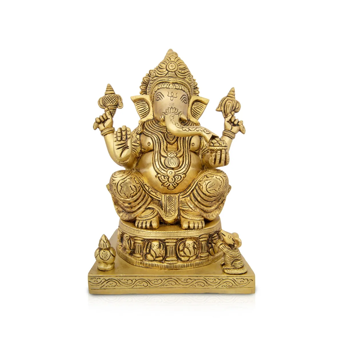 Ashtavinayak Ganesh Murti - 9 x 6 Inches | Antique Brass Idol/ Ganpati Idol/ Vinayaka Statue for Pooja/ 4.740 Kgs