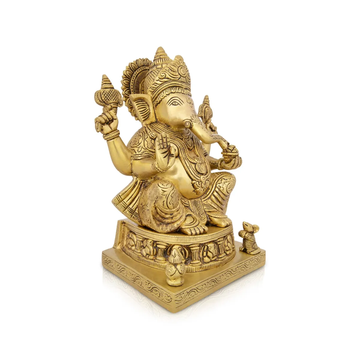 Ashtavinayak Ganesh Murti - 9 x 6 Inches | Antique Brass Idol/ Ganpati Idol/ Vinayaka Statue for Pooja/ 4.740 Kgs