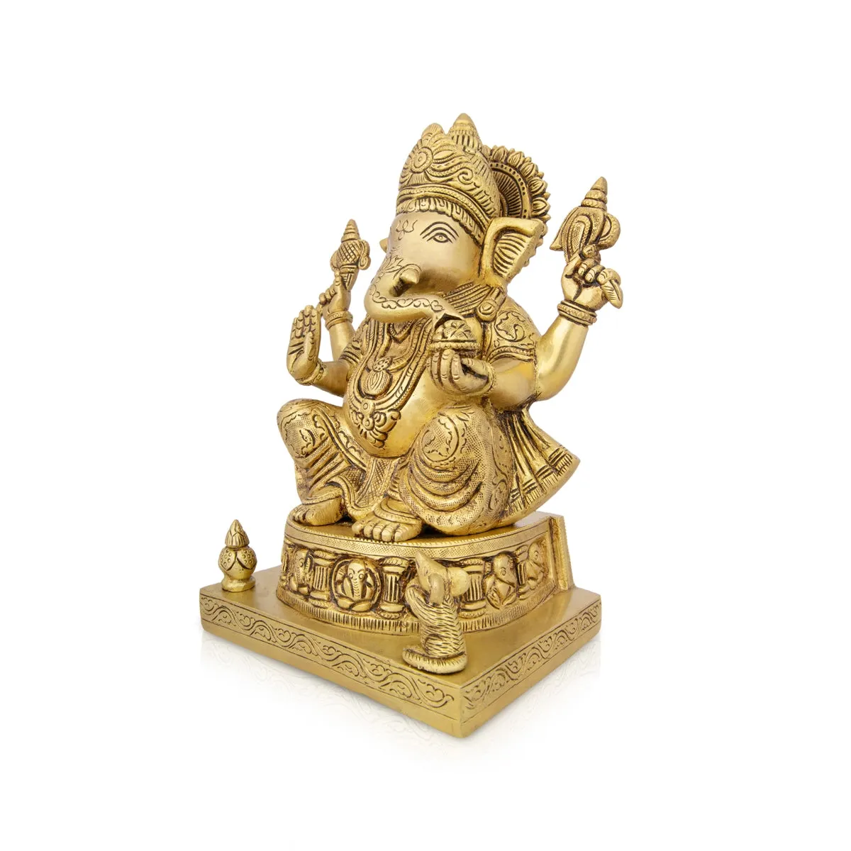 Ashtavinayak Ganesh Murti - 9 x 6 Inches | Antique Brass Idol/ Ganpati Idol/ Vinayaka Statue for Pooja/ 4.740 Kgs