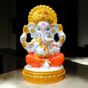 AVG ARTISTRY -Ganesh Ji Idol - Resin/Marble Statue for Ganesh Chaturthi Celebrations and Home Decor