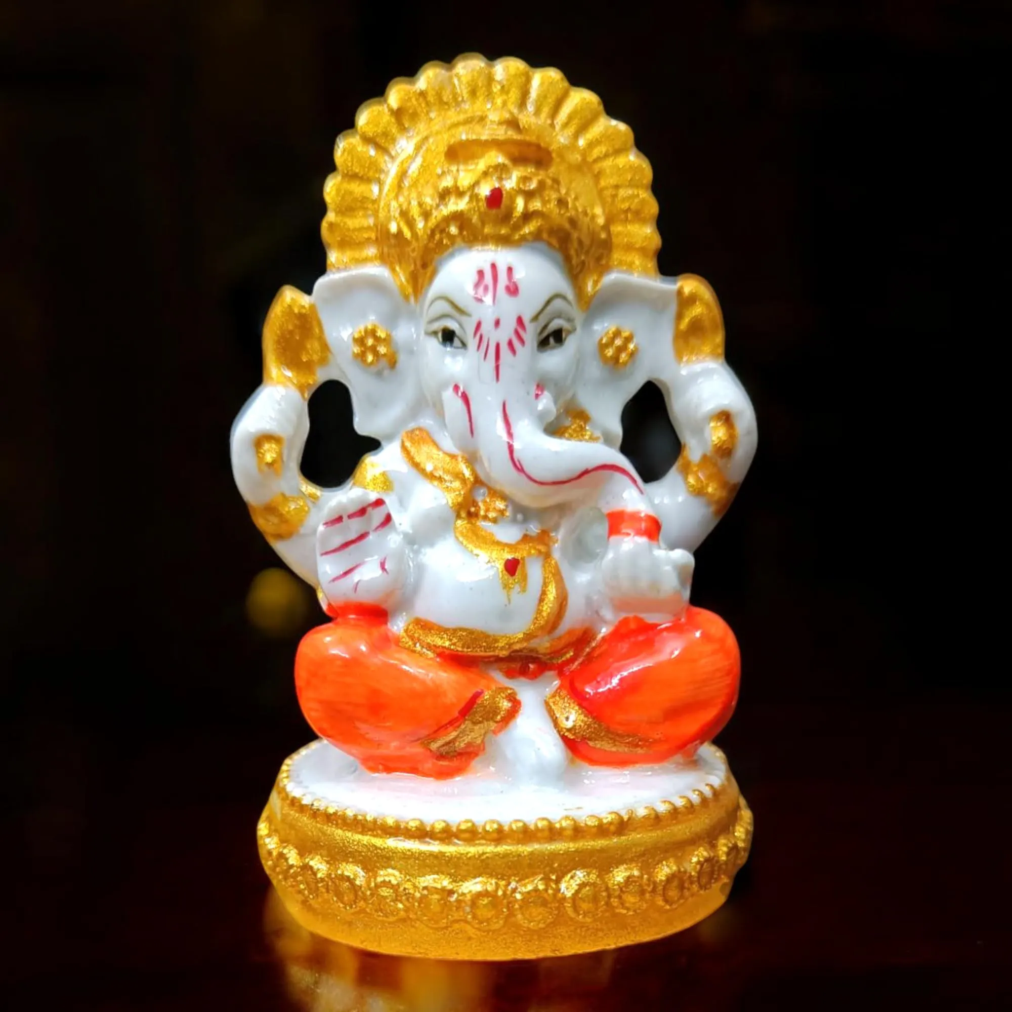 AVG ARTISTRY -Ganesh Ji Idol - Resin/Marble Statue for Ganesh Chaturthi Celebrations and Home Decor