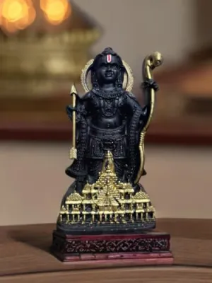 Ayodhya Ram Lala Idol/Bal Ram Murti for Pooja Room|Home Decor|Table Decor Decorative Showpiece - 16cm (Polyresin,Resin)