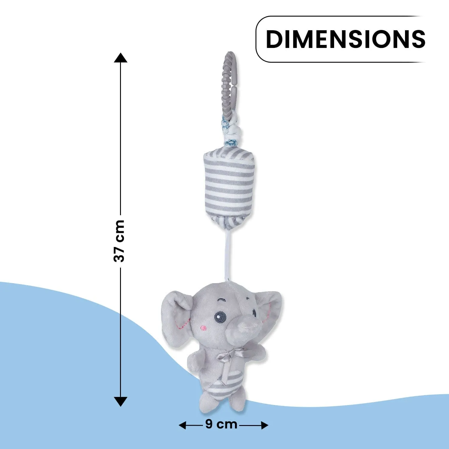 Baby Moo Elephant Sensory Wind Chime Hanging Musical Toy - Grey