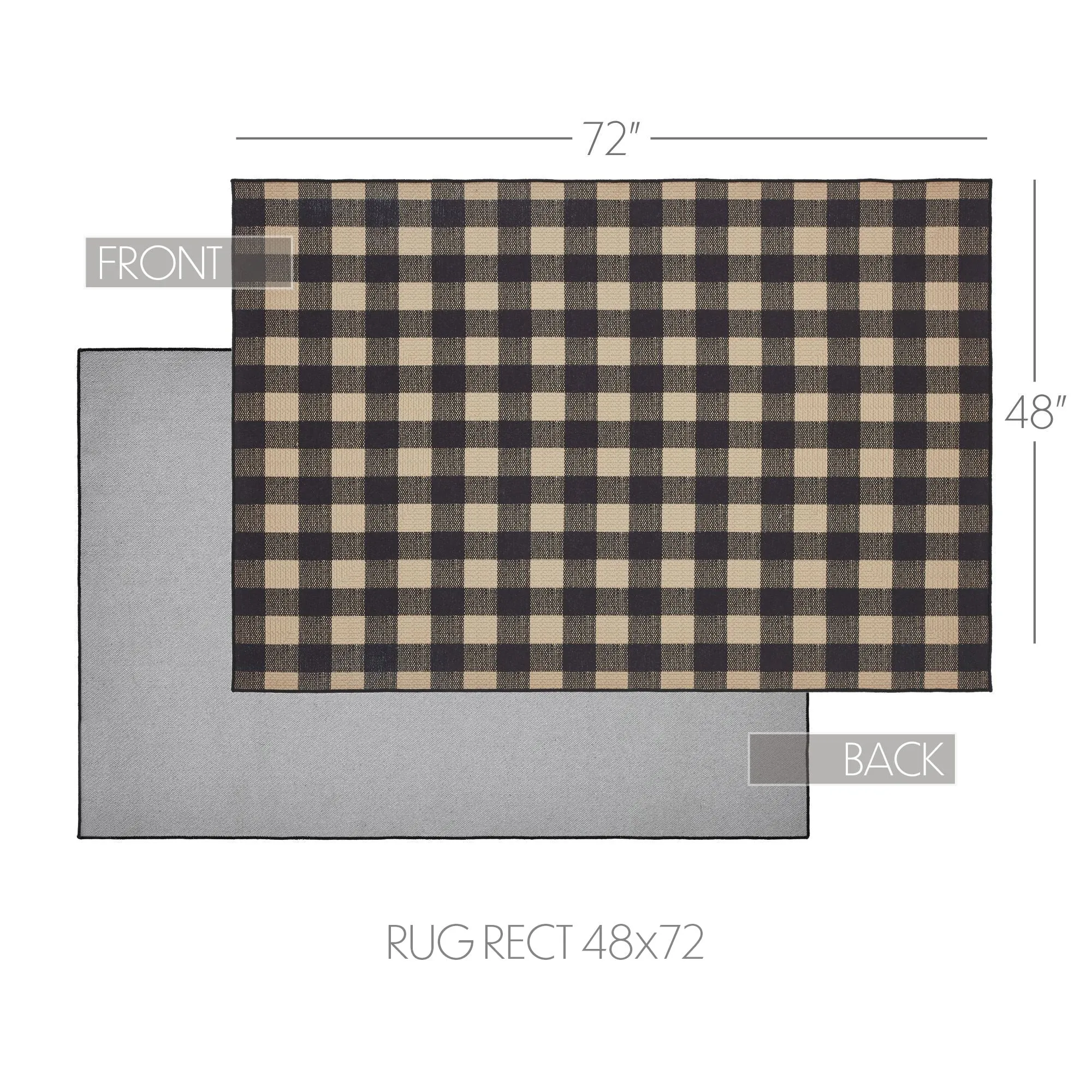 Black Check Polyester Rug Rect 48x72