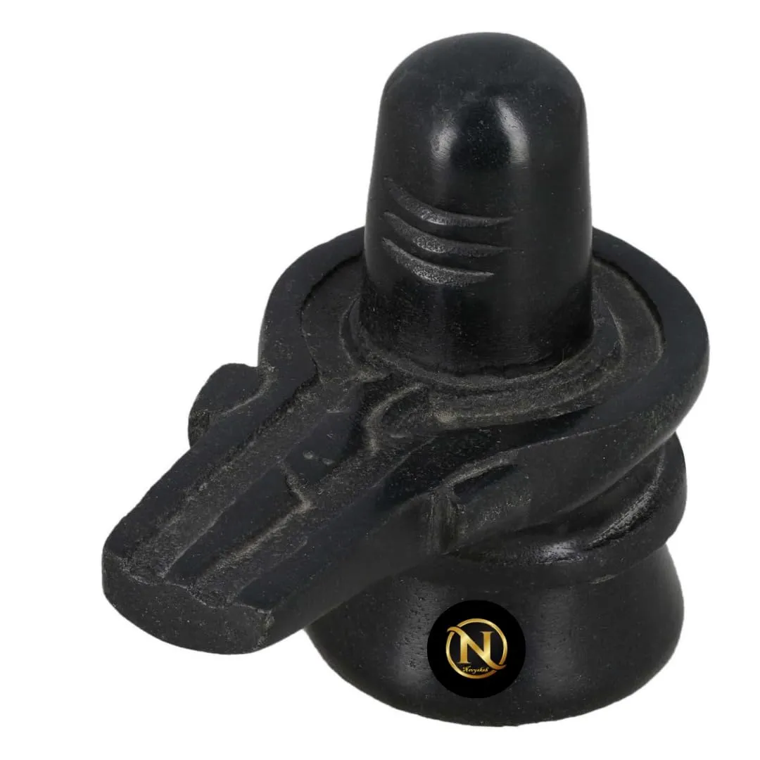 Black Marble Shiva Lingam Shiv Ling Stone Idol Murti Statue for Home Decor, Pooja