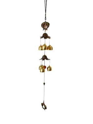 Bless Kraft Metal Wind Chimes for Home Balcony Garden, Positive Energy, Home Decor Hanging Long Brass Bells and Gifts for Loved One (Fish with 6 Bells)