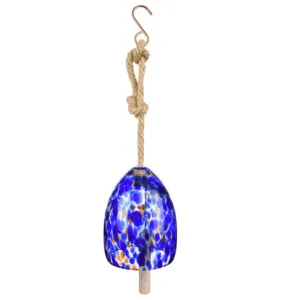 Blown Glass Bell Wind Chime, Cobalt