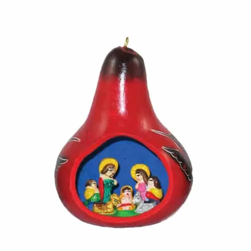 Brown Deluxe Open Gourd Nativity Ornament