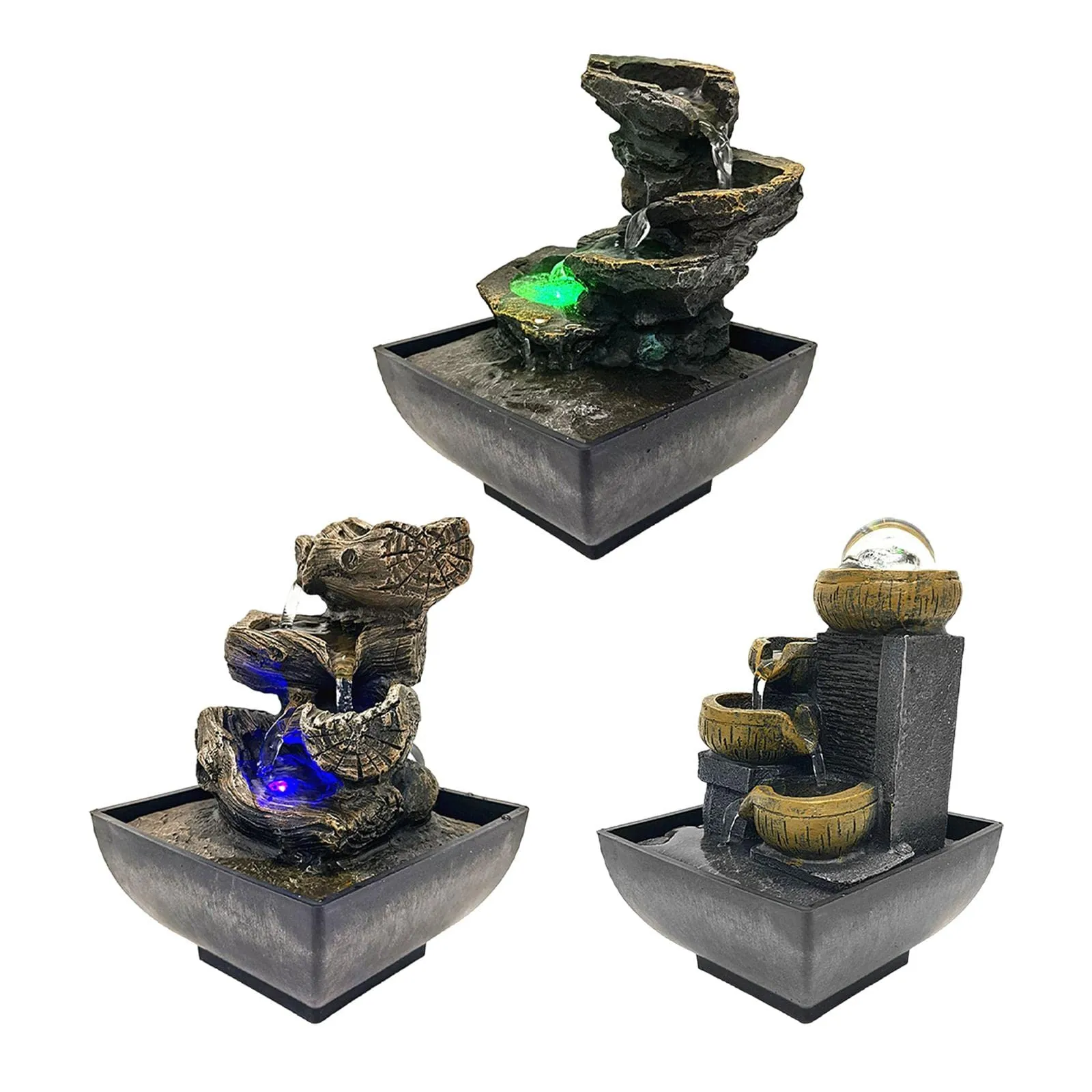 CALANDIS® Desktop Water Fountain Waterfall Resin Crafts Flowing Water for Garden Decor Style A | 1 Tabletop Fountain