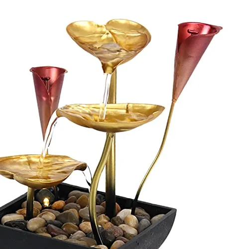 CALANDIS Tabletop Water Fountain Waterfall Desk Ornament for Home Indoor Garden