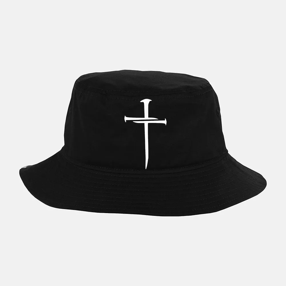 Christian Nail Cross Faith Distressed Religious Men Women Bucket Hat