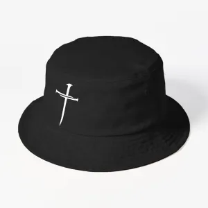 Christian Nail Cross Faith Distressed Religious Men Women Bucket Hat