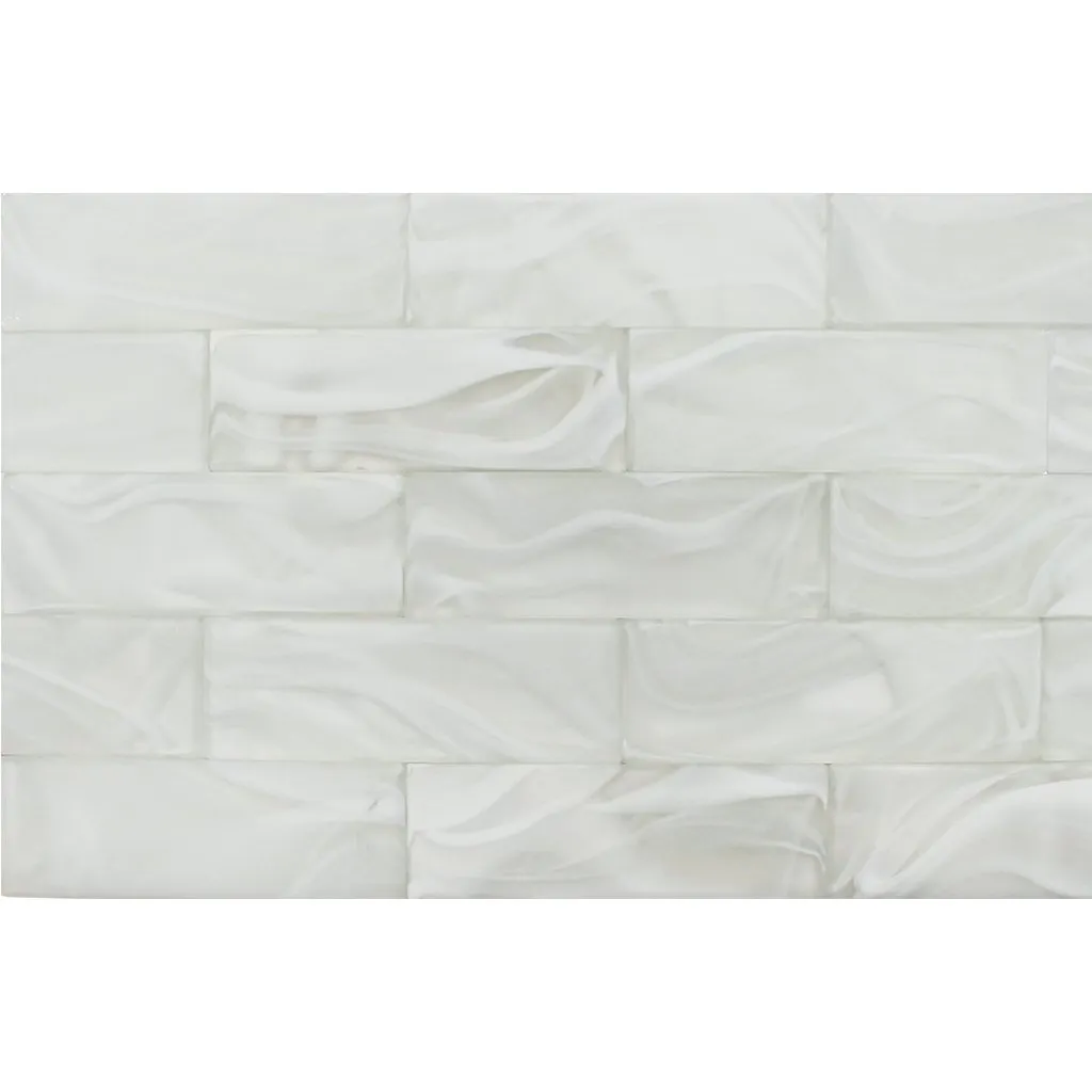 Cirrus Glass White on White, 3" x 9" - Glass Tile