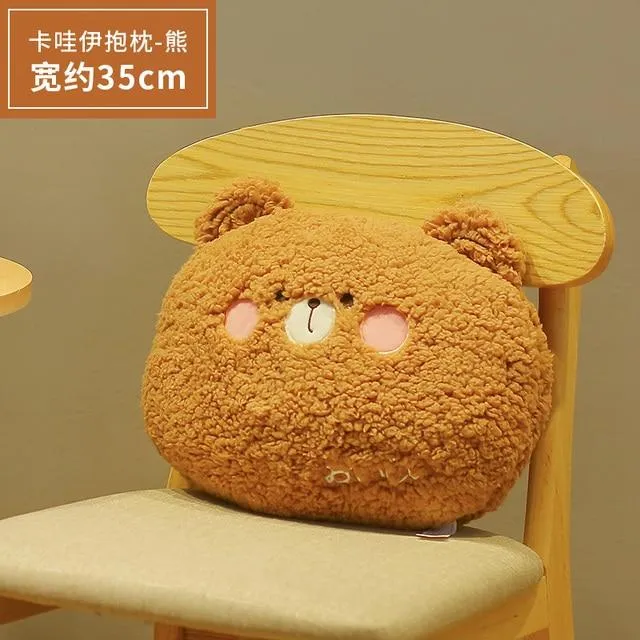 Cute Plush Animals Pillow Soft Lovely Brown Teddy Bear Rabbit Frog Tiger Pig Doll Sofa Chair Cushion For Girls Birthday Gifts