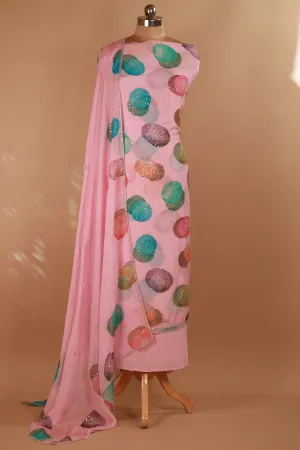 Designer Hand Embroidered Pink Organza Georgette Suit Dupatta