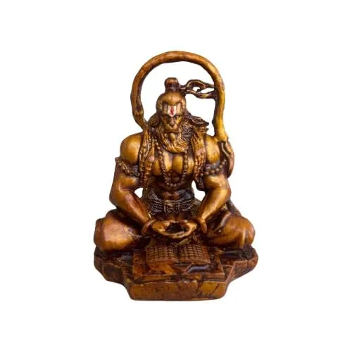 DIGITAL COMM Gold Hanuman Ji Murti Lord Bajrangbali Dhyan Mudra Meditation for Home Car Dashboard Decorative Showpiece - 11 cm (Resin, Gold)