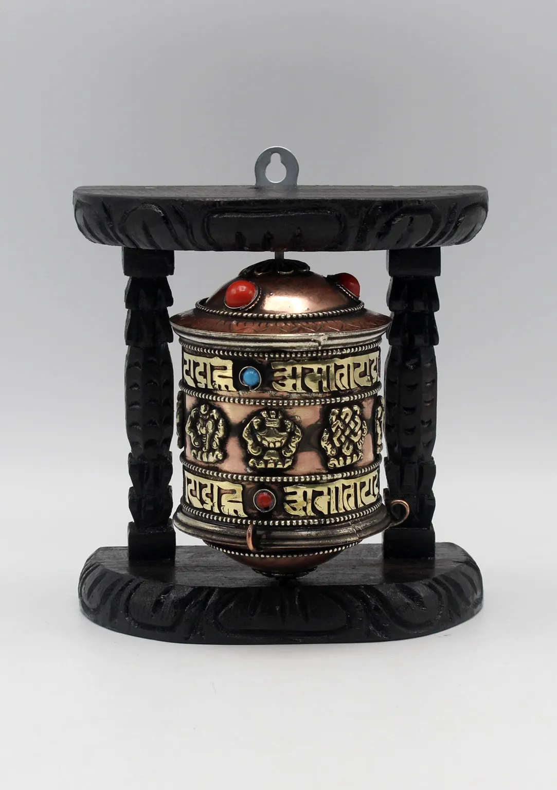 Eight Auspicious OM Mani Prayer Wheel Wall Hanging