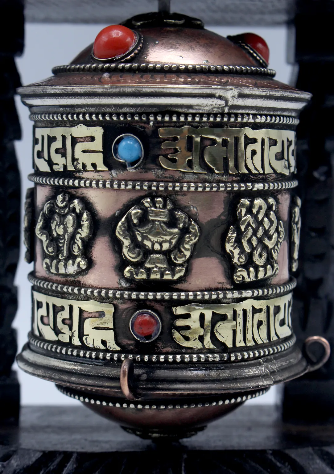 Eight Auspicious OM Mani Prayer Wheel Wall Hanging