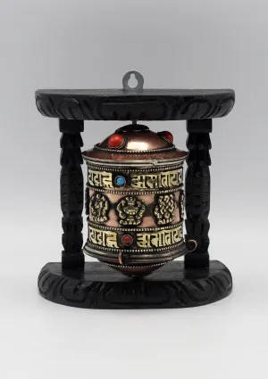 Eight Auspicious OM Mani Prayer Wheel Wall Hanging