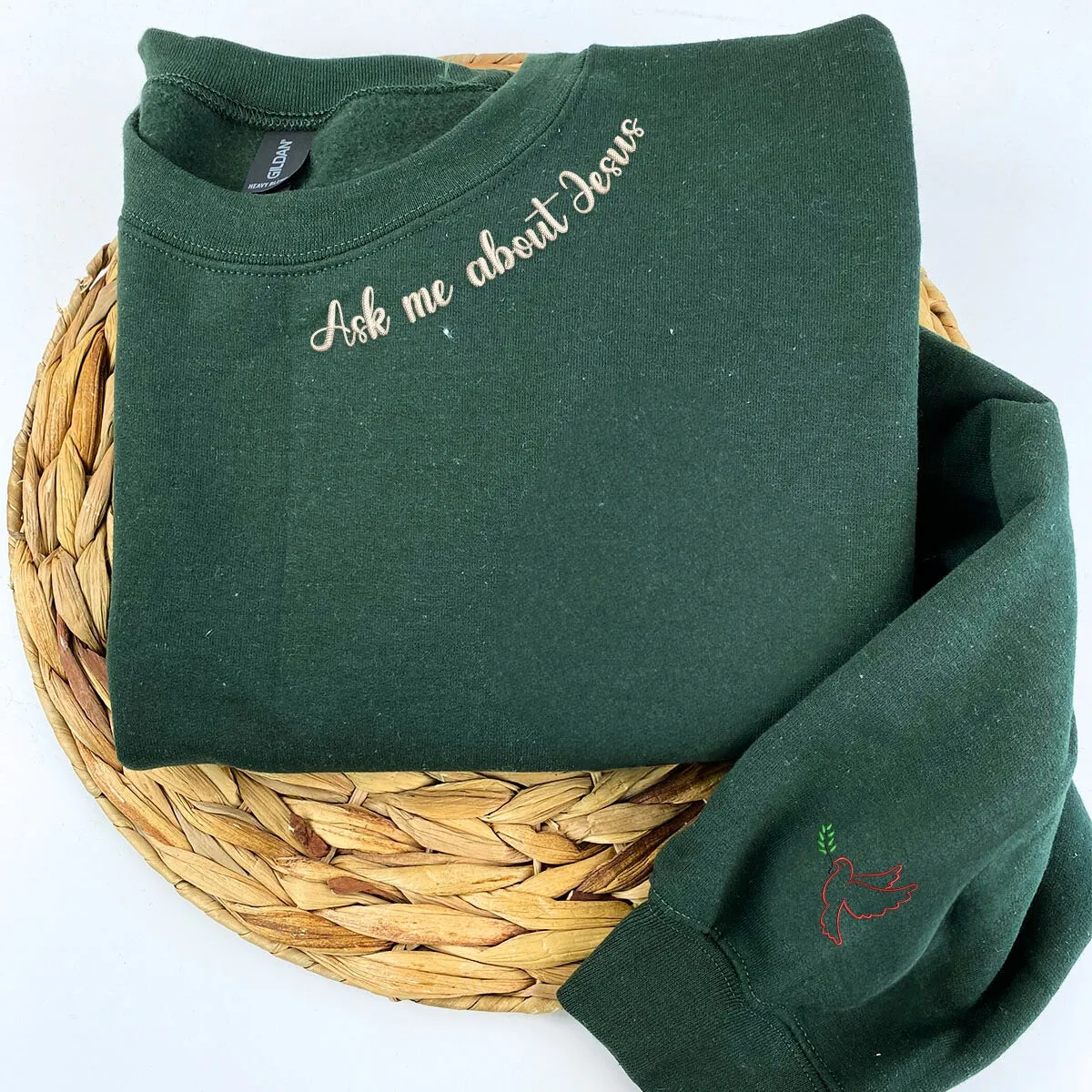 Embroidered Ask Me About Jesus Sweatshirt or Hoodie with Cross