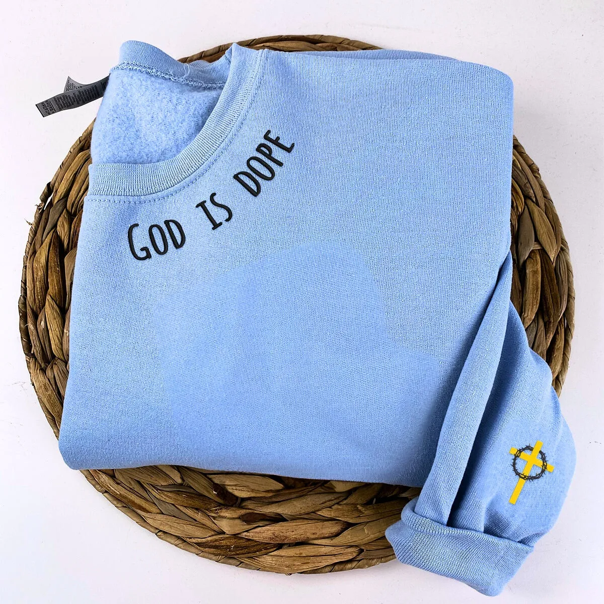 Embroidered Ask Me About Jesus Sweatshirt or Hoodie with Cross