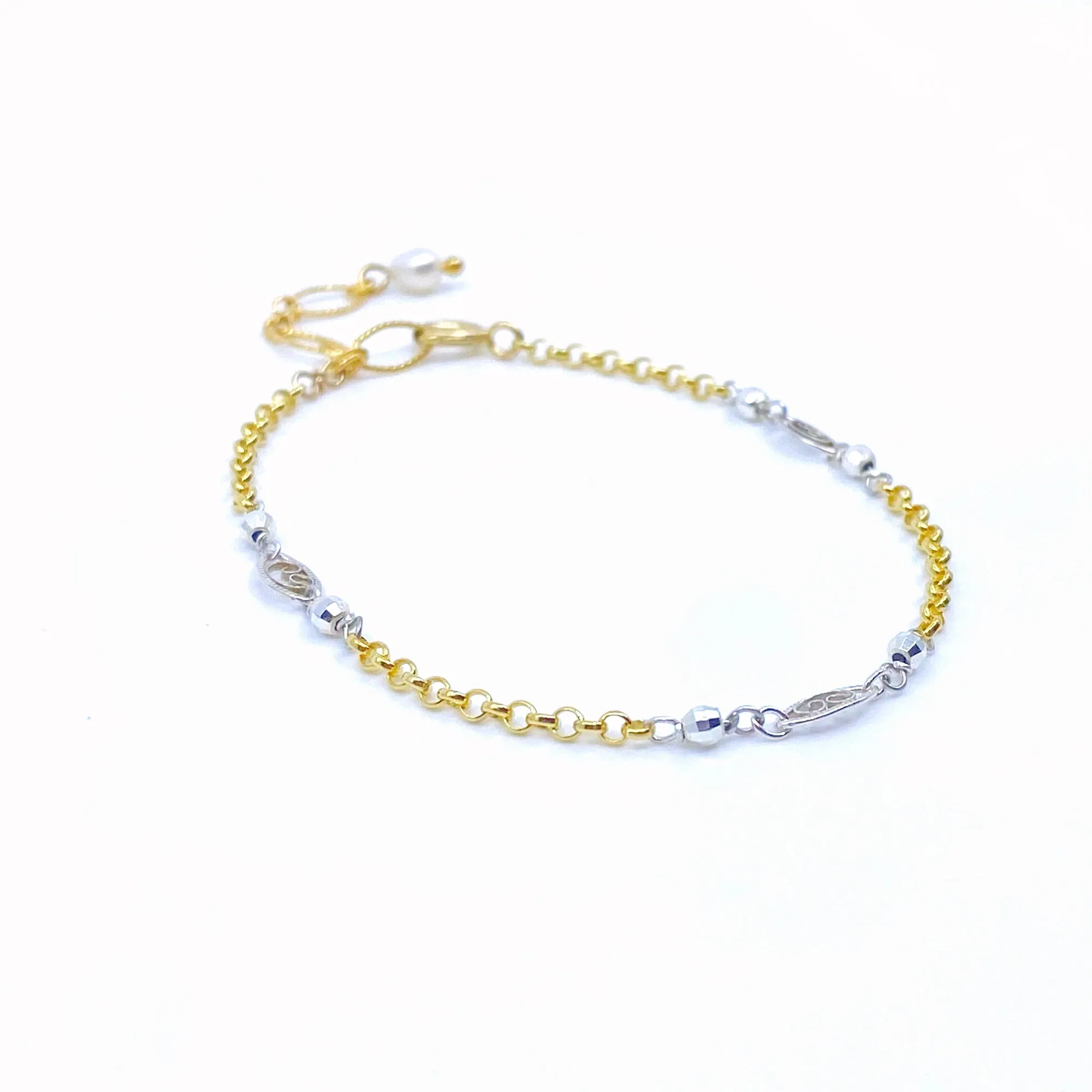 Gold and Silver Auspicious Chain Bracelet