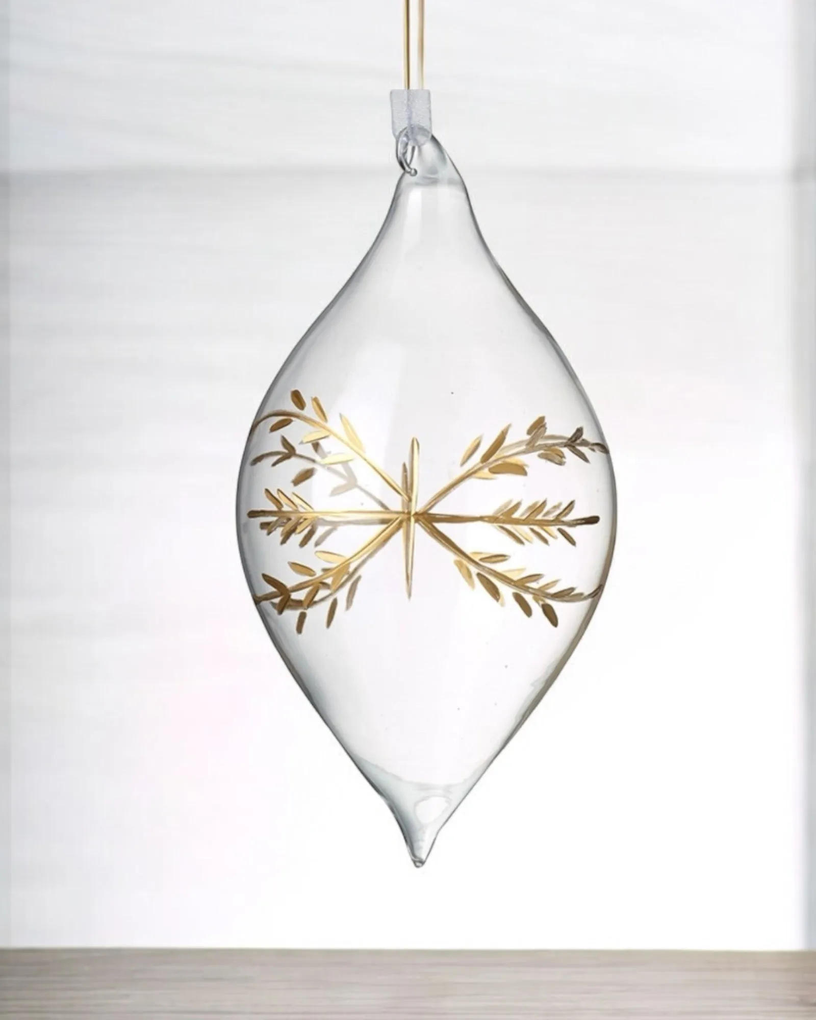 Gold Leaf Design Clear Glass Ellipse