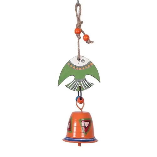 Hand Painted Fish and Bell Windchime (3x2.5x9)